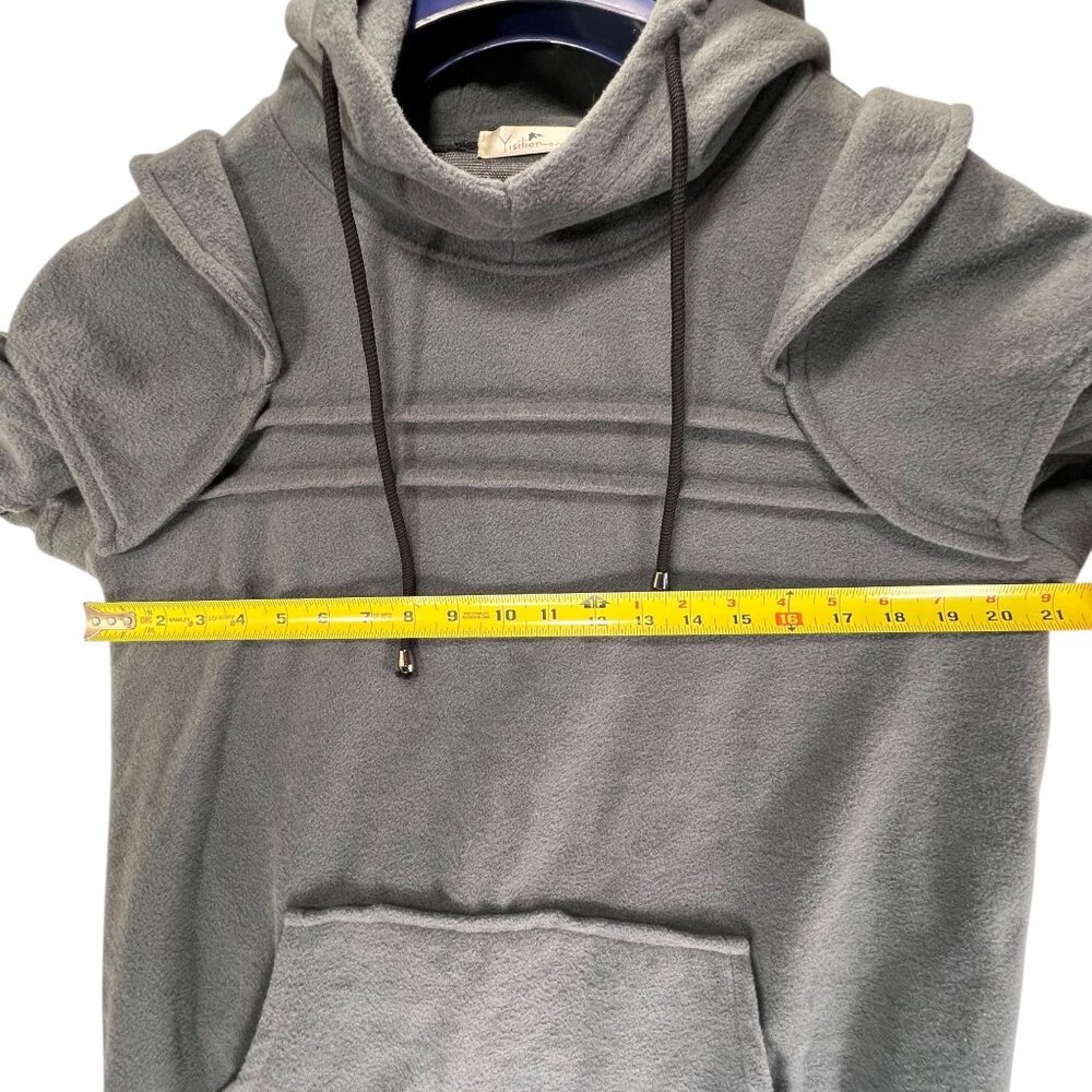 Yisilier Hooded Pullover Sweatshirt Gray Unique Layered Sleeves Pocket L Mens - Picture 11 of 13